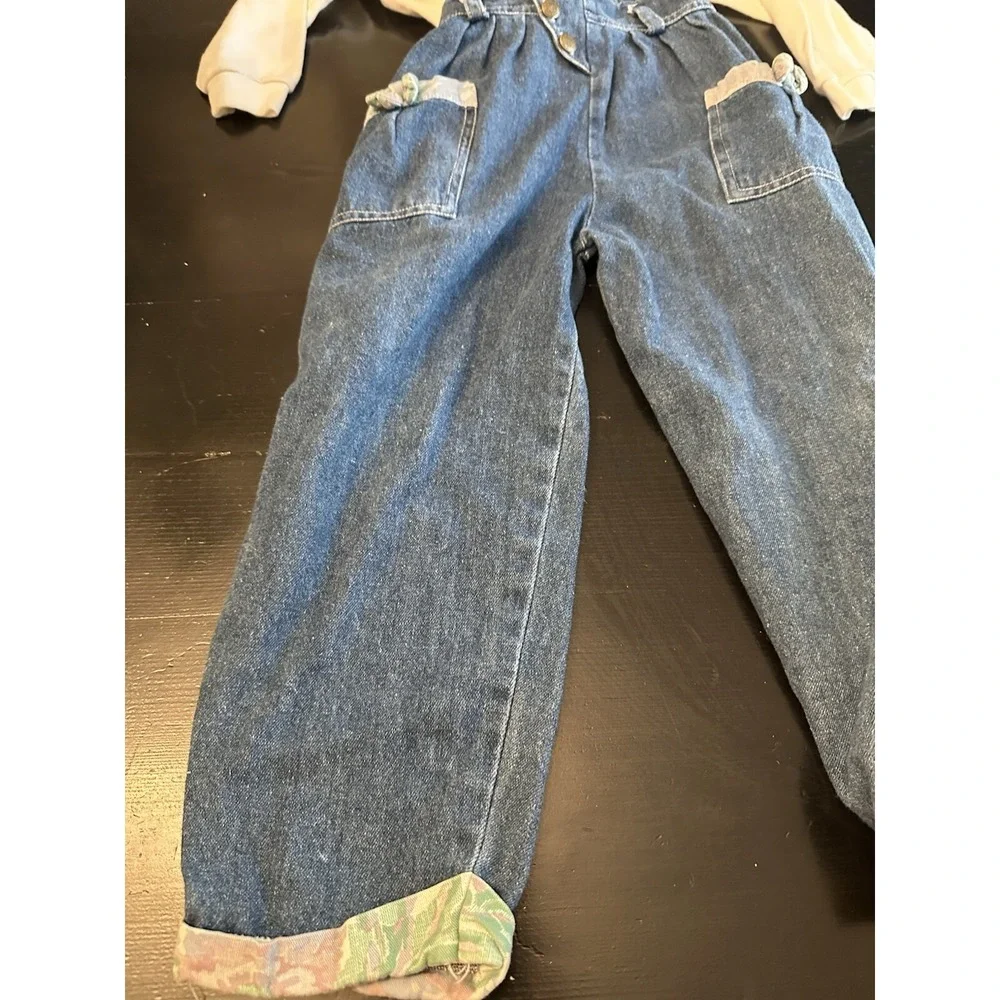 Vtg Popsicle Girls Denim Overall Suspenders W/ Blouse‎ *Size 6